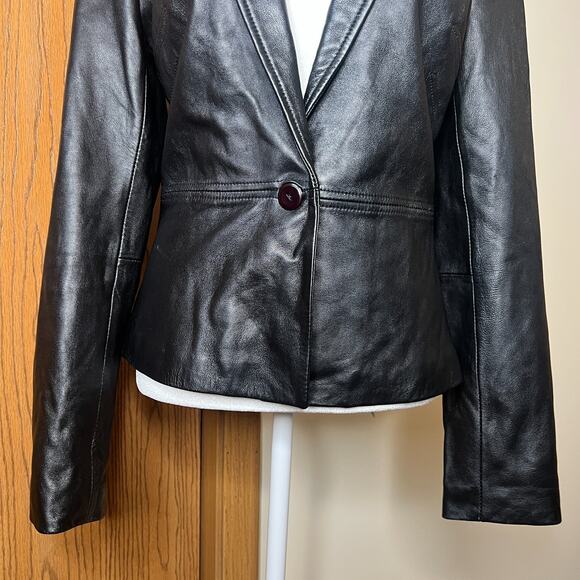 Vtg Y2K Cache Leather Jacket Black Buttery Soft Single Button Baddie Goth Grunge - Picture 2 of 11